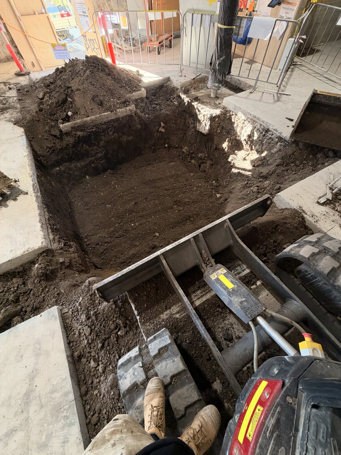 Grease tank pit excavated inside the Brunswick bluestone warehouse