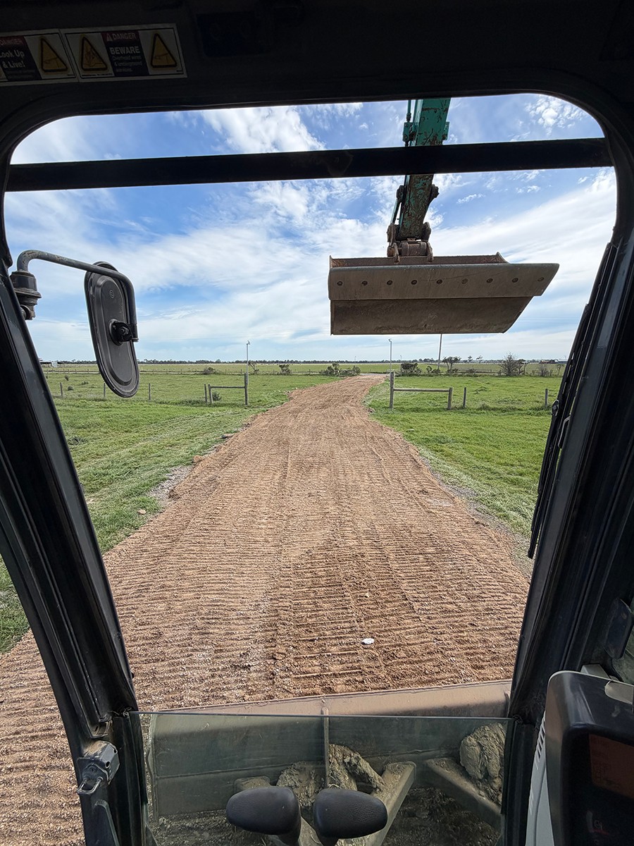 Driveway work viewed from the excavator in Cardinia